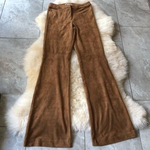 brown faux suede flared pants